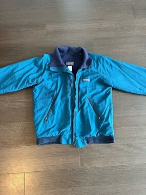 Lands' End Vintage Men’s Teal Jacket with Navy fleece lining and trim